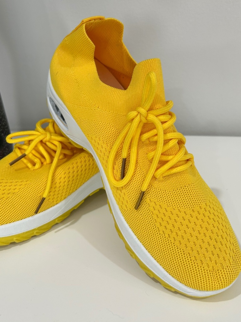 FME Yellow Knit Lace-Up Sneakers Size 41 NWT